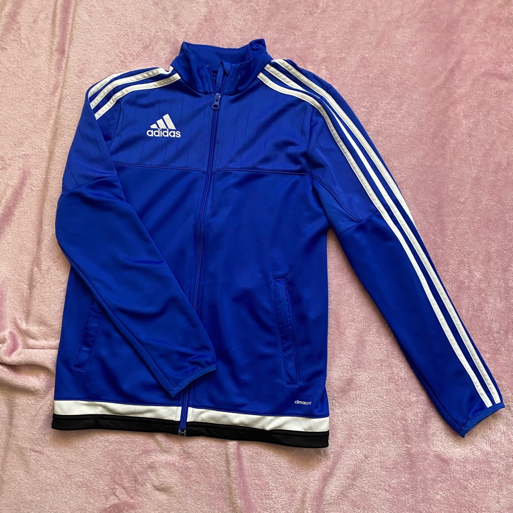 Adidas Blue Track Jacket With White Stripes